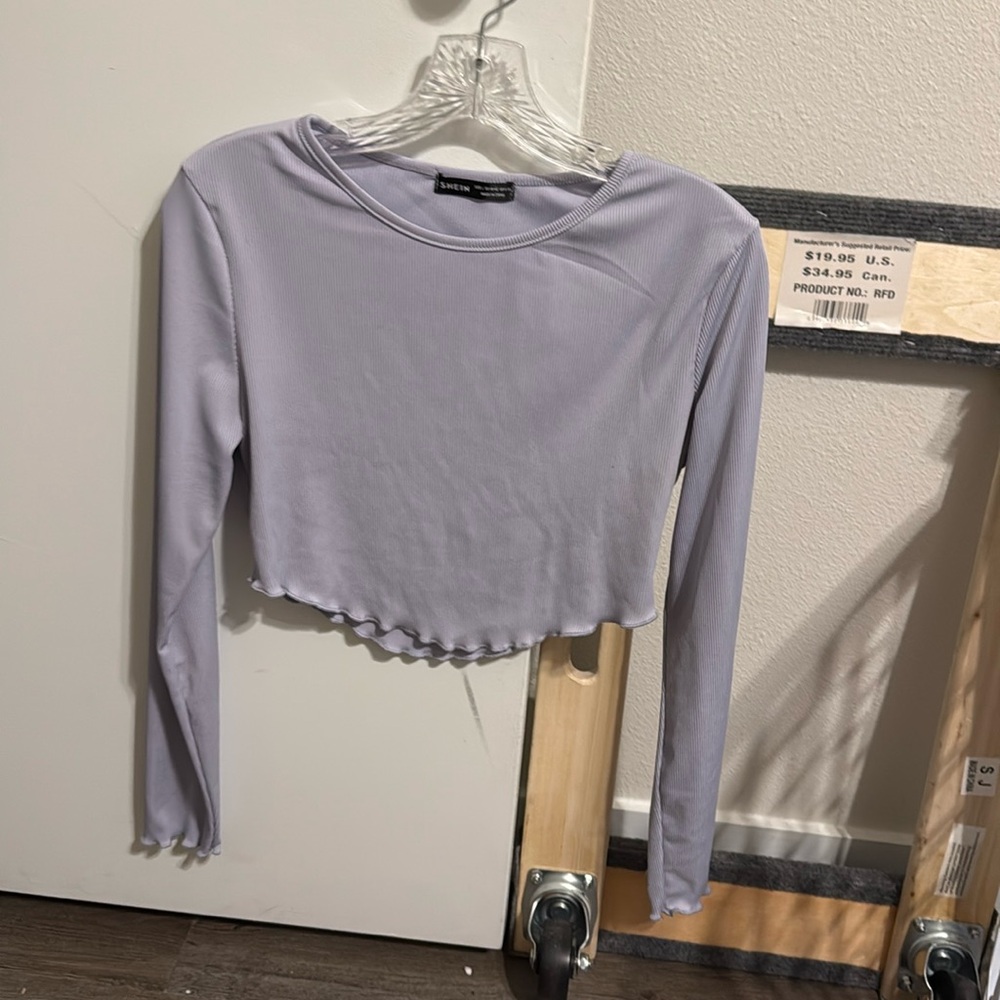Cropped periwinkle long sleeve top